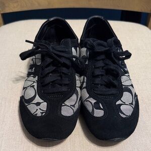Coach Women's Baylee Black and Gray Patterned Sneakers, Size 8